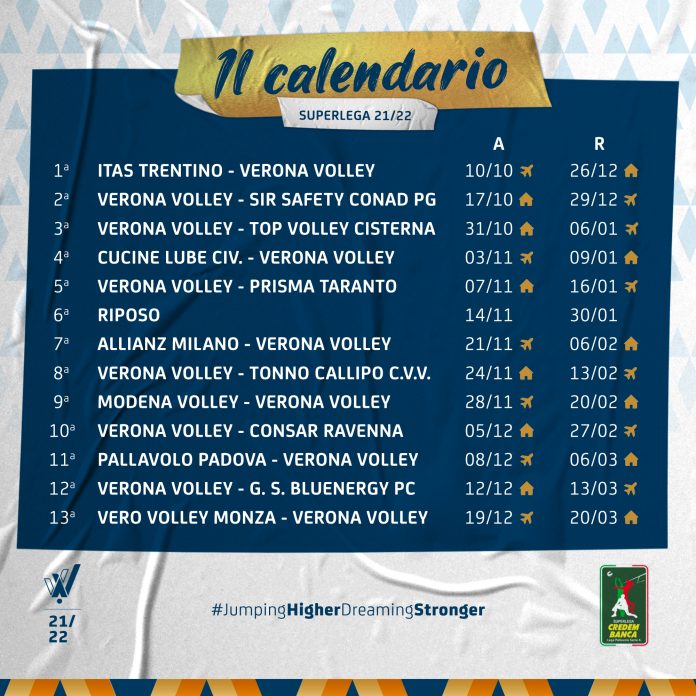 CALENDARIO Verona Volley Superlega 2021 2022
