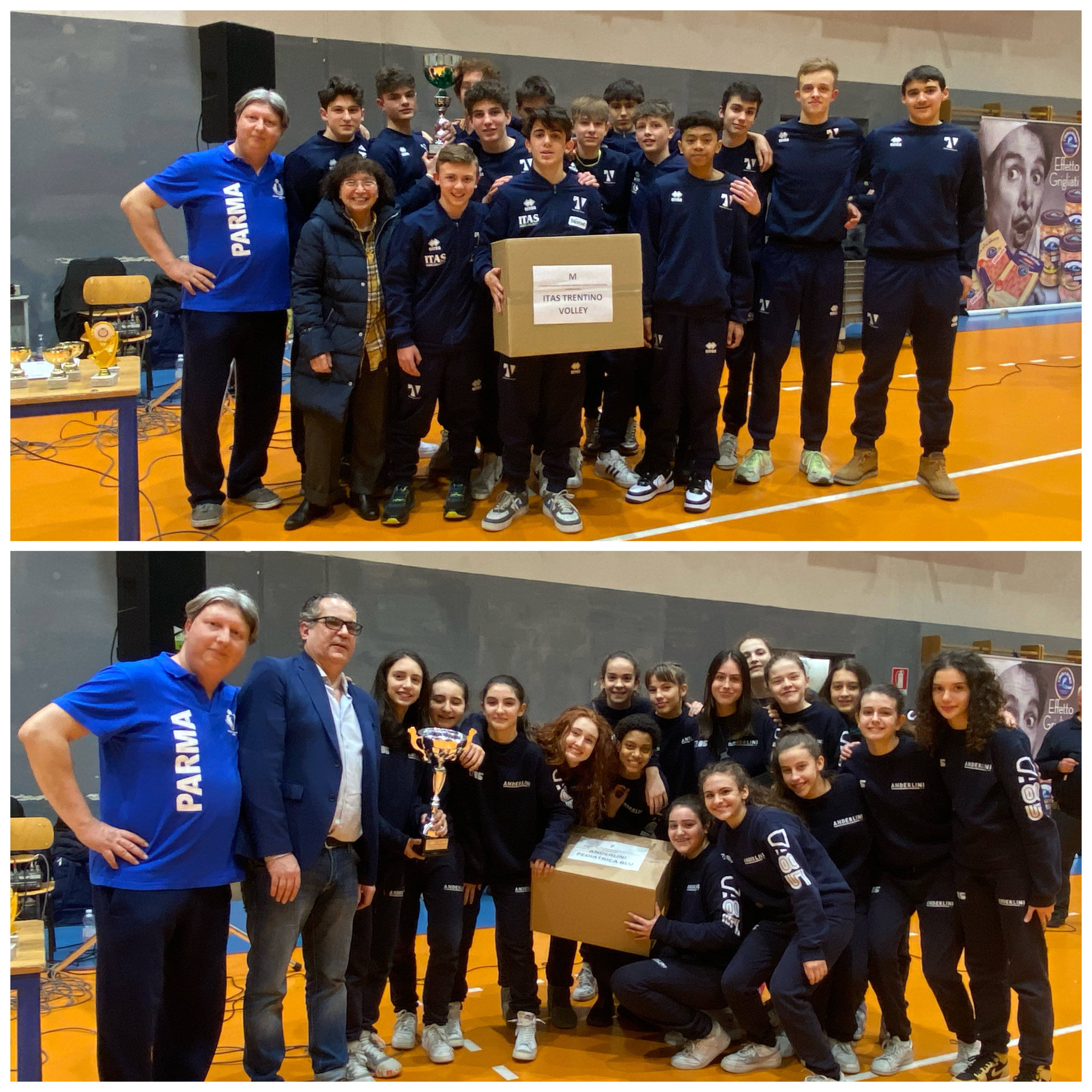 Primi classificati Itas Trentino Volley (U15 M) e Anderlini Pediatrica Blu (U14 F)