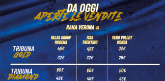Aperte le vendite delle prime tre gare casalinghe di Rana Verona