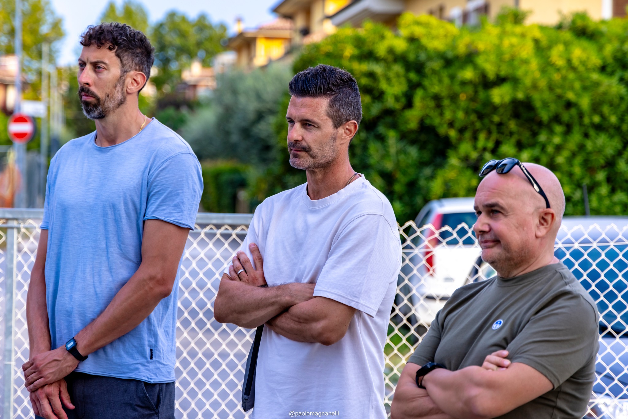 Due dei nuovi arrivati - Stefano Mengozzi e Manuel Coscione con mister Mastrangelo